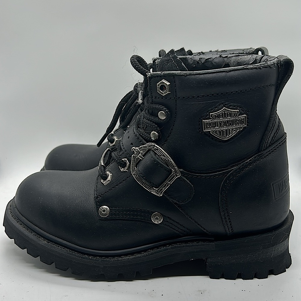 Harley-Davidson Sexy Black Leather Lace Up Moto Boots Shoes **Size 7** 🔥🔥 - Picture 5 of 11